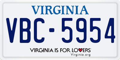 VA license plate VBC5954