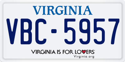 VA license plate VBC5957