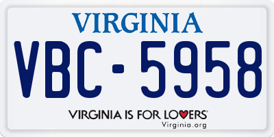 VA license plate VBC5958