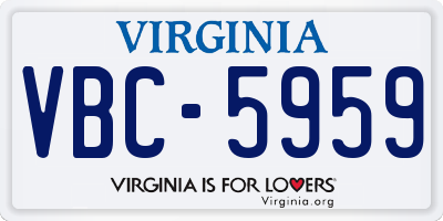 VA license plate VBC5959