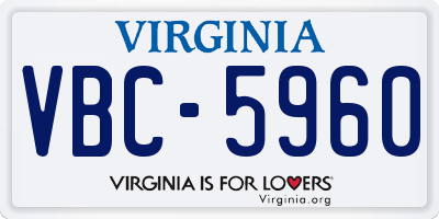 VA license plate VBC5960