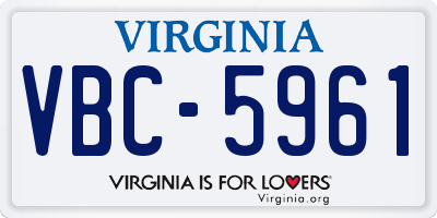 VA license plate VBC5961