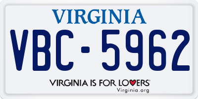 VA license plate VBC5962