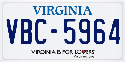 VA license plate VBC5964