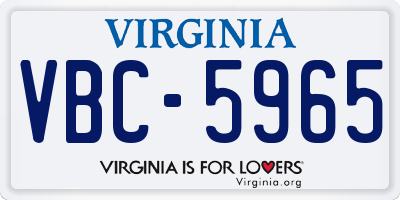 VA license plate VBC5965