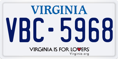 VA license plate VBC5968