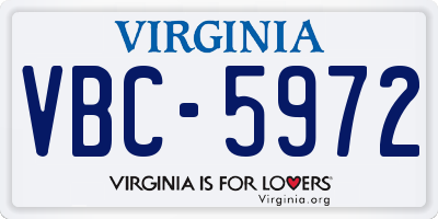 VA license plate VBC5972