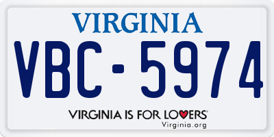 VA license plate VBC5974