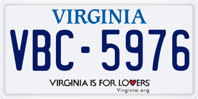 VA license plate VBC5976