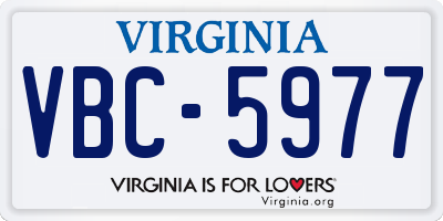 VA license plate VBC5977
