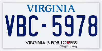 VA license plate VBC5978