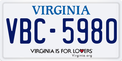 VA license plate VBC5980