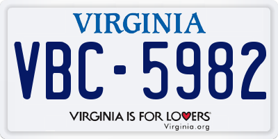 VA license plate VBC5982
