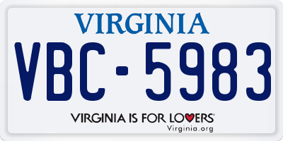 VA license plate VBC5983