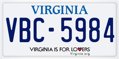 VA license plate VBC5984