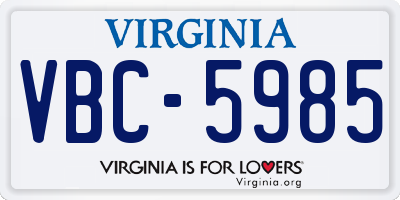 VA license plate VBC5985