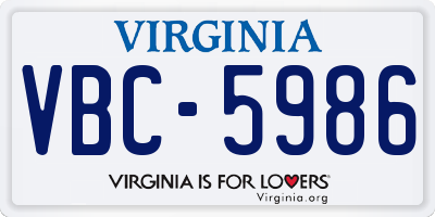 VA license plate VBC5986