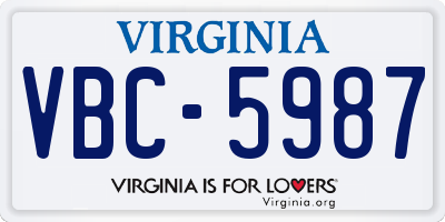 VA license plate VBC5987