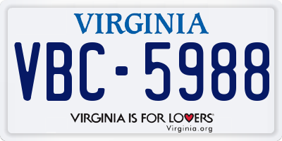 VA license plate VBC5988