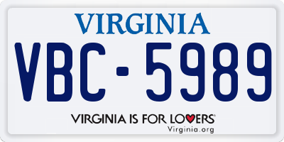 VA license plate VBC5989