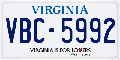 VA license plate VBC5992