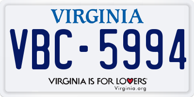 VA license plate VBC5994