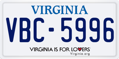 VA license plate VBC5996