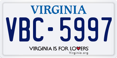 VA license plate VBC5997
