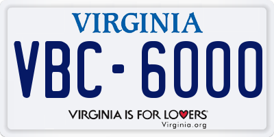 VA license plate VBC6000