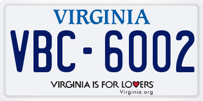 VA license plate VBC6002