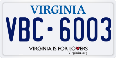 VA license plate VBC6003