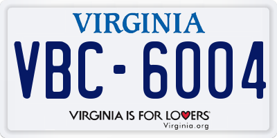 VA license plate VBC6004