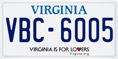 VA license plate VBC6005
