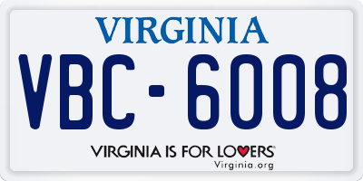 VA license plate VBC6008