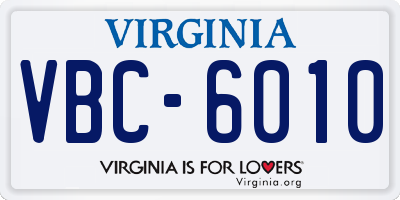 VA license plate VBC6010