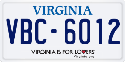 VA license plate VBC6012