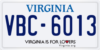 VA license plate VBC6013