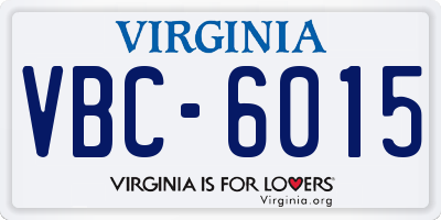 VA license plate VBC6015