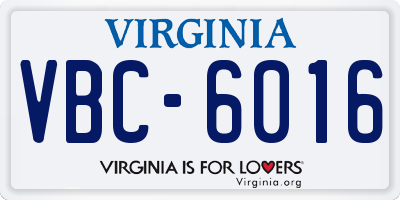 VA license plate VBC6016