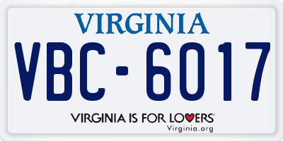 VA license plate VBC6017