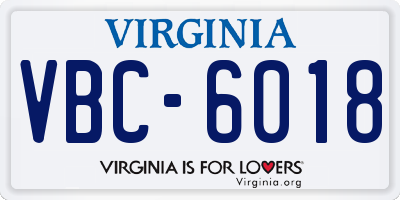 VA license plate VBC6018