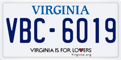 VA license plate VBC6019