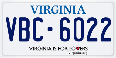 VA license plate VBC6022