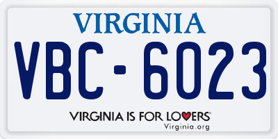 VA license plate VBC6023