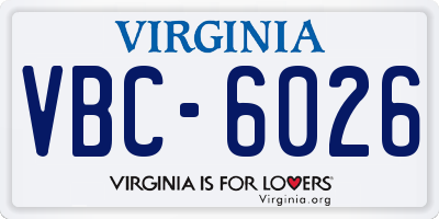 VA license plate VBC6026