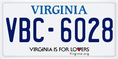 VA license plate VBC6028
