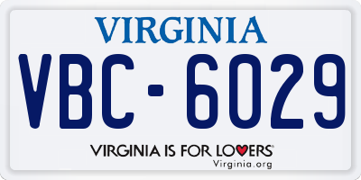VA license plate VBC6029
