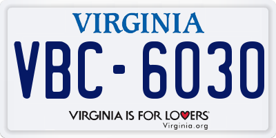 VA license plate VBC6030