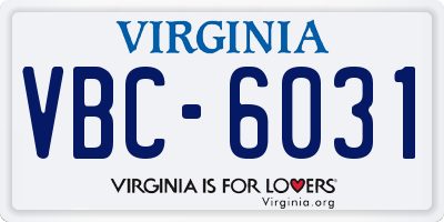 VA license plate VBC6031