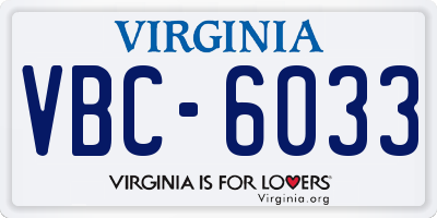 VA license plate VBC6033